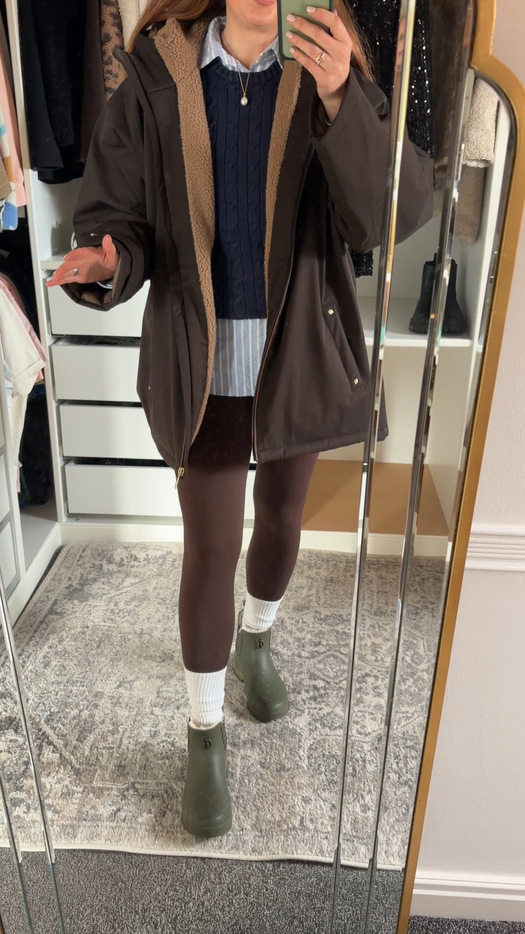 Wet weather outfit 🤎🌂 rain jacket, Ralph Lauren, rain boots, waterproof coat, chocolate brown outfit, English countryside

#LTKwinter #LTKstyletip #LTKuk