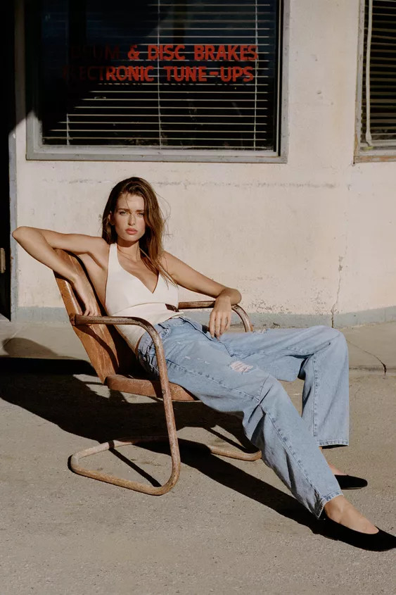 FAUX LEATHER BUCKLE HALTER TOP | Zara US