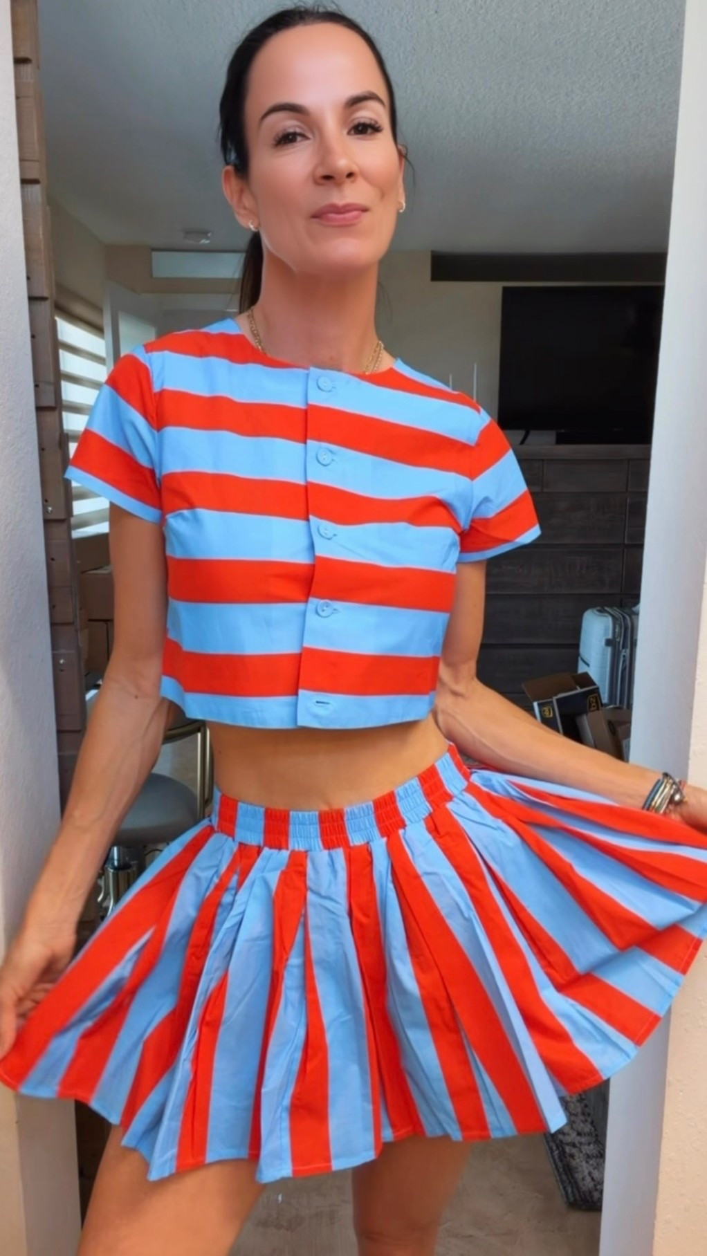 Yacht club happy hour but make it EXTRA 💙❤️
This matching set had absolutely no business being this cute… and yes, the twirl factor is a 10/10. Added the red accessories because subtlety is overrated 😌🍸⚓️

Wearing XS

#NicoleColeeStyle #YachtClubStyle #MatchingSet #ResortStyle #OOTDInspo

#LTKdayinmylife #LTKgrwm #LTKootd