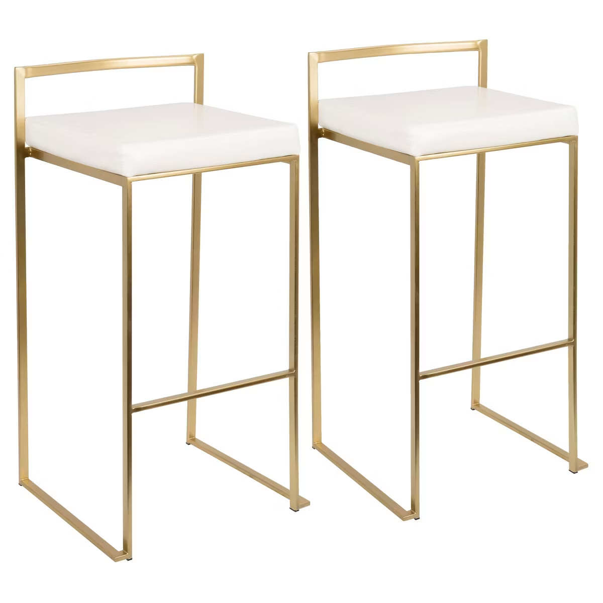 Set of 2 31.5" Fuji Contemporary Barstools White - LumiSource: Upholstered, Stackable, Metal Fram... | Target