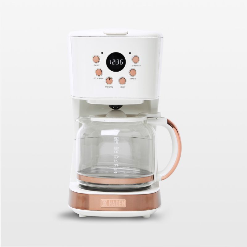 HADEN Heritage Ivory and Copper 12-Cup Programmable Coffee Maker | Crate & Barrel | Crate & Barrel