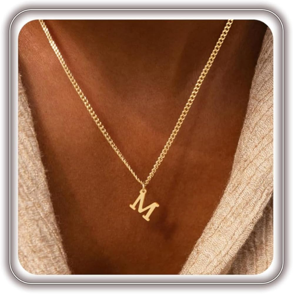 Gold Initial Necklace for Women, Dainty 14K Gold A-Z Letter Necklace Cute Pendant Personalized Na... | Amazon (US)