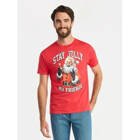 Christmas Men s and Big Men s Stay Jolly Graphic Tee from Holiday Time Sizes XS-3XL | Walmart (US)