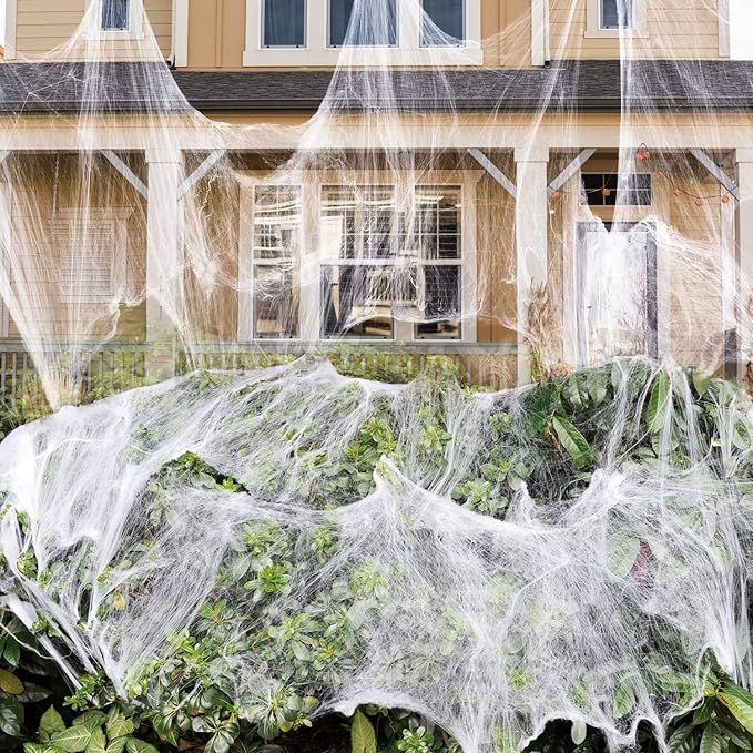 1000 sqft Stretch Spider Web for Indoor and Outdoor Halloween Decorations, Halloween Theme Party | Amazon (US)