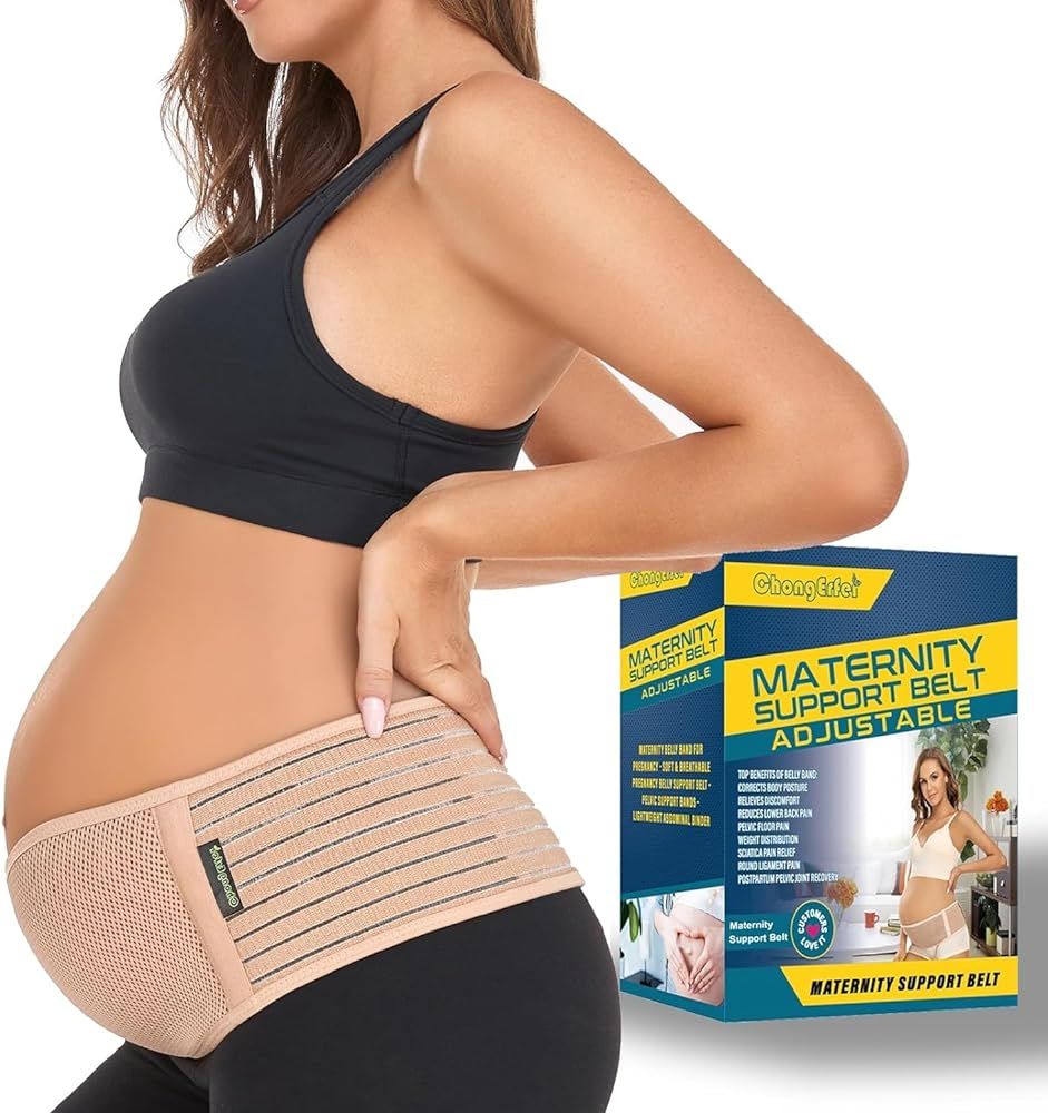 ChongErfei Maternity Belt Pregnancy Belly Band Back Support Abdominal Binder Back Brace - Relieve... | Amazon (US)