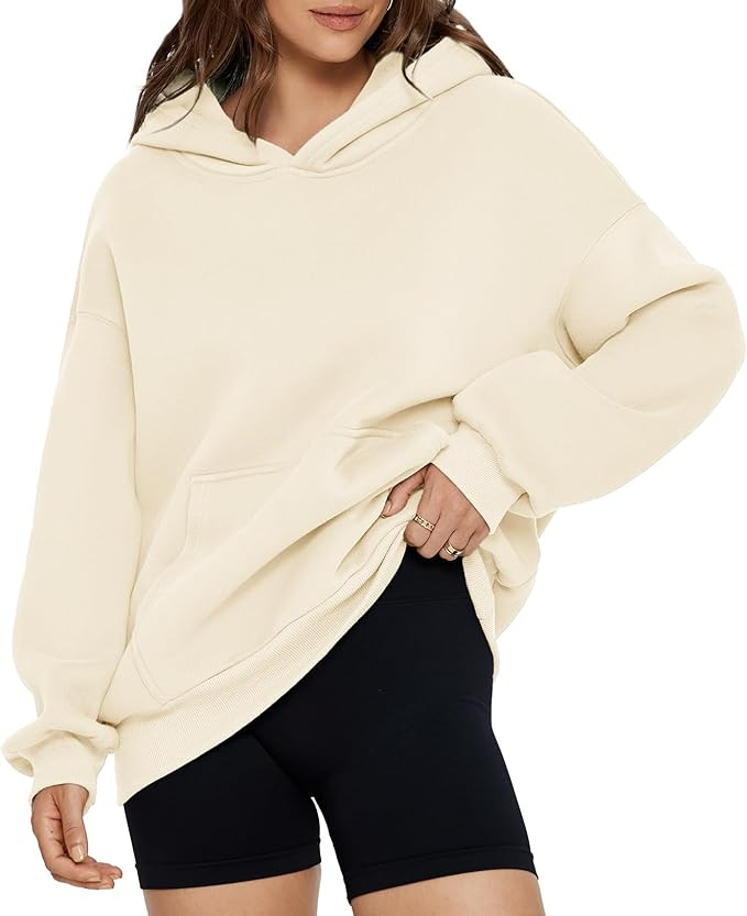 Glamaker Women's Oversized Essentials Hoodies Fleece Sweatshirts Fall Long Sleeve Sweater Pullove... | Amazon (US)
