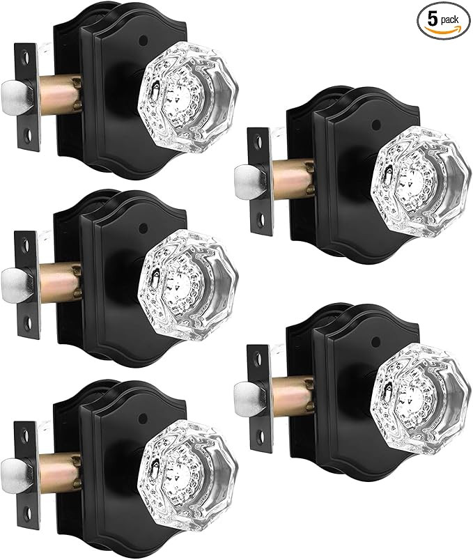 Gobrico Diamond Crystal Door Knobs with Lock,Antique Octagonal Interior Bed Bath Knobs Locksets,M... | Amazon (US)
