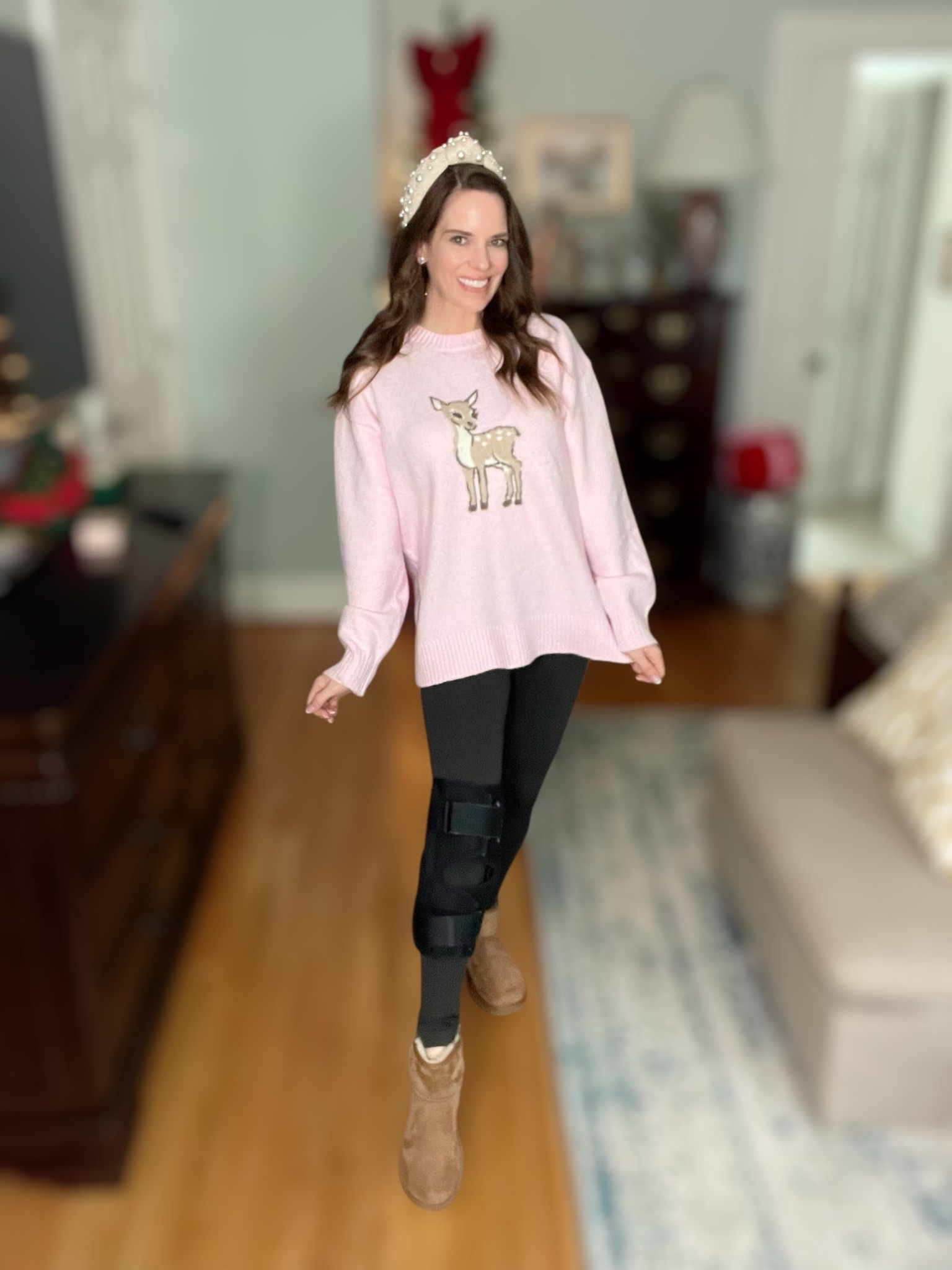 Cozy Cute with a Touch of Whimsy 🎀🦌

Obsessed with this soft, cozy winter look that’s equal parts comfy and charming ✨ The blush pink sweater with the sweet deer detail is such a fun statement piece and feels festive without being over the top. I styled it with high-waisted black leggings for an easy, flattering fit and finished the look with classic mini UGG boots for all-day comfort 🤍 The pearl headband adds a polished, feminine touch that instantly elevates this casual outfit. Perfect for lounging at home, running errands, casual holiday gatherings, or cozy winter days when you still want to look put together 💕 Affordable, comfy, and cute — everything I want in a winter outfit 🛍️✨

Cozy winter outfit, casual holiday outfit, pink sweater outfit, deer sweater, Walmart fashion finds, affordable winter fashion, cozy chic outfit, leggings outfit, high waisted leggings, UGG mini boots outfit, winter loungewear, everyday winter style, pearl headband outfit, casual Christmas outfit, comfy winter look, at home outfit, holiday casual wear, cute winter outfit, budget friendly fashion, everyday outfit ideas

#LTKFindsUnder50 #LTKHoliday #LTKFindsUnder100
