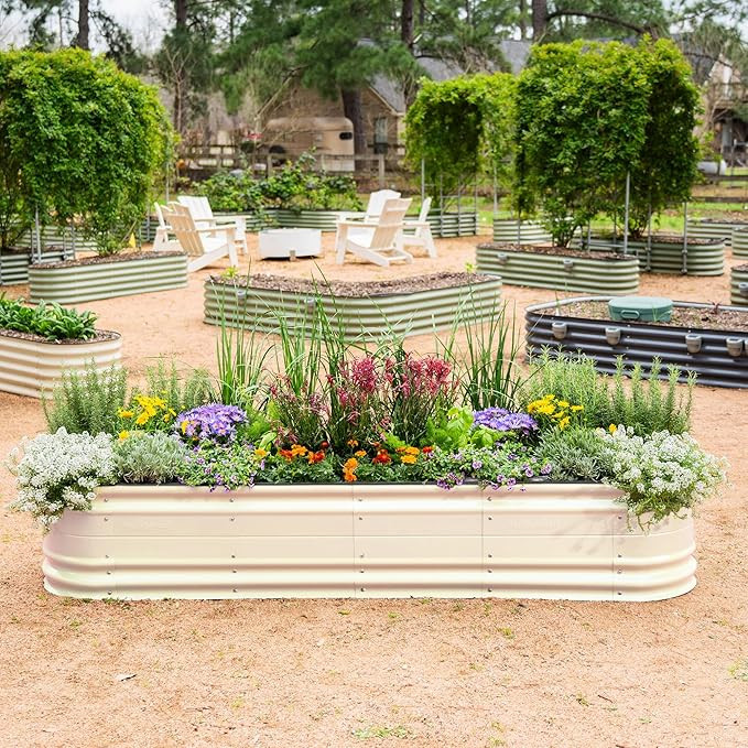 Vego garden 17" Tall 9 in 1 Novel Metal Raised Garden Bed Kits Modular Planter Beds with 2 in 1 W... | Amazon (US)