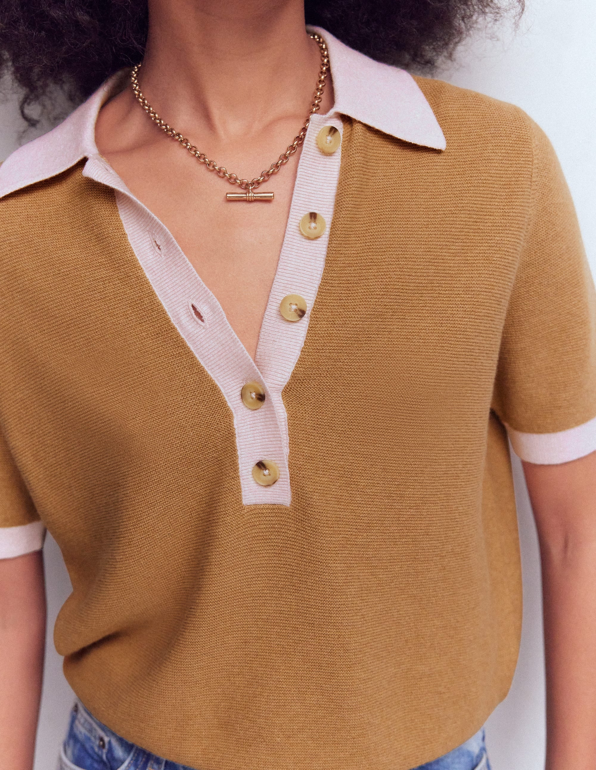 Grace Colour Block T-Shirt-Camel Melange | Boden (US)