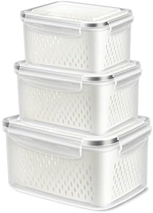 TBMax Fruit Storage Containers for Fridge - 3 Pack Large Produce Saver Containers Fridge Organize... | Amazon (US)