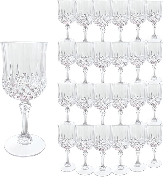 Plastic Wine Glasses，Plastic Goblets Vintage Style Cordial Drinking Glasses for Wedding Recepti... | Amazon (US)
