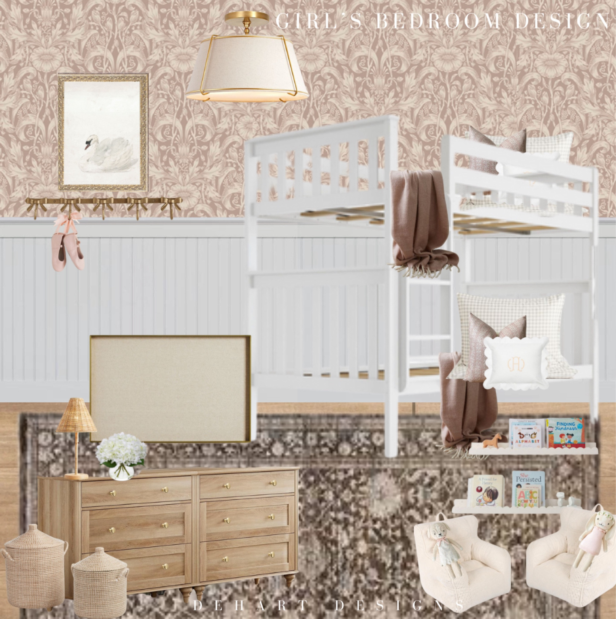 Girl’s shared bedroom design, shared bedroom, girl bedroom, bunk beds 

#LTKHome