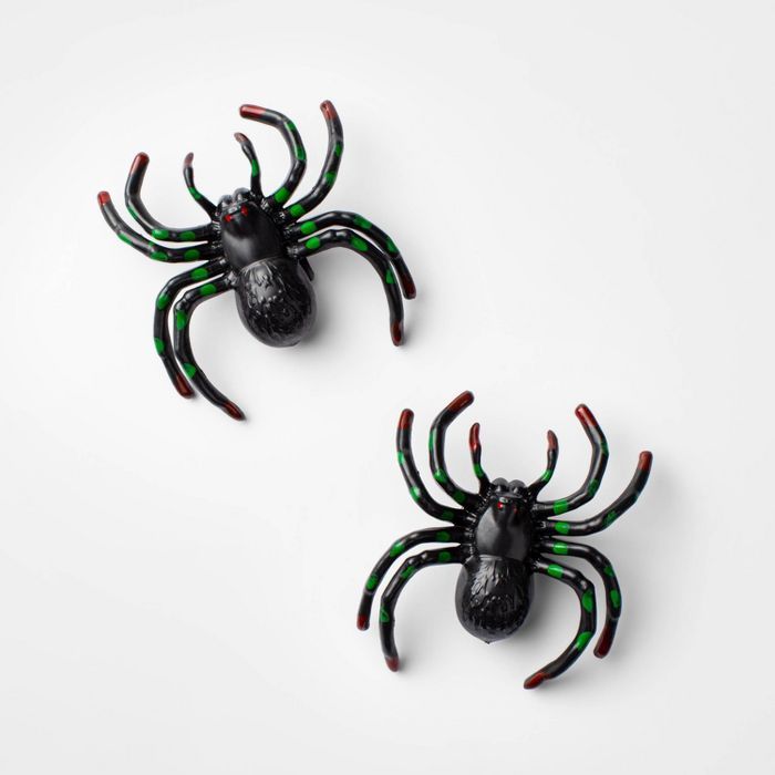 2ct 4&#34; Black/Green Spiders Halloween Decorative Props - Hyde &#38; EEK! Boutique&#8482; | Target