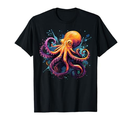 Cool Octopus on colorful painted Octopus T-Shirt | Amazon (US)
