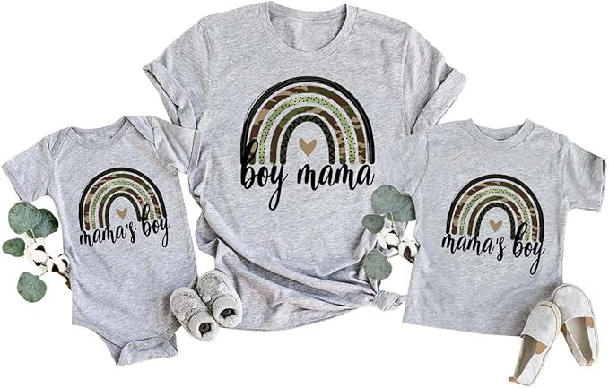 Boy Mama and Mama's Boy Rainbow Matching T-shirt, Mommy and Me Outfits(Shirts are sold separately... | Amazon (US)