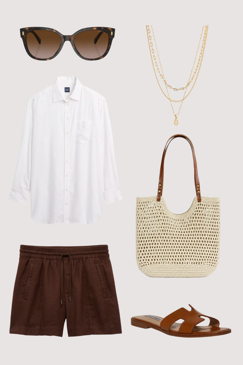 Late Summer, Early Fall Outfit 

Stay cool in this breezy linen outfit featuring an oversized linen shirt paired with tan or brown linen shorts. Grab a bag, sunglasses, a cute necklace and you're out the door. 

 #LTKootd #LTKOver40 #LTKSaleAlert