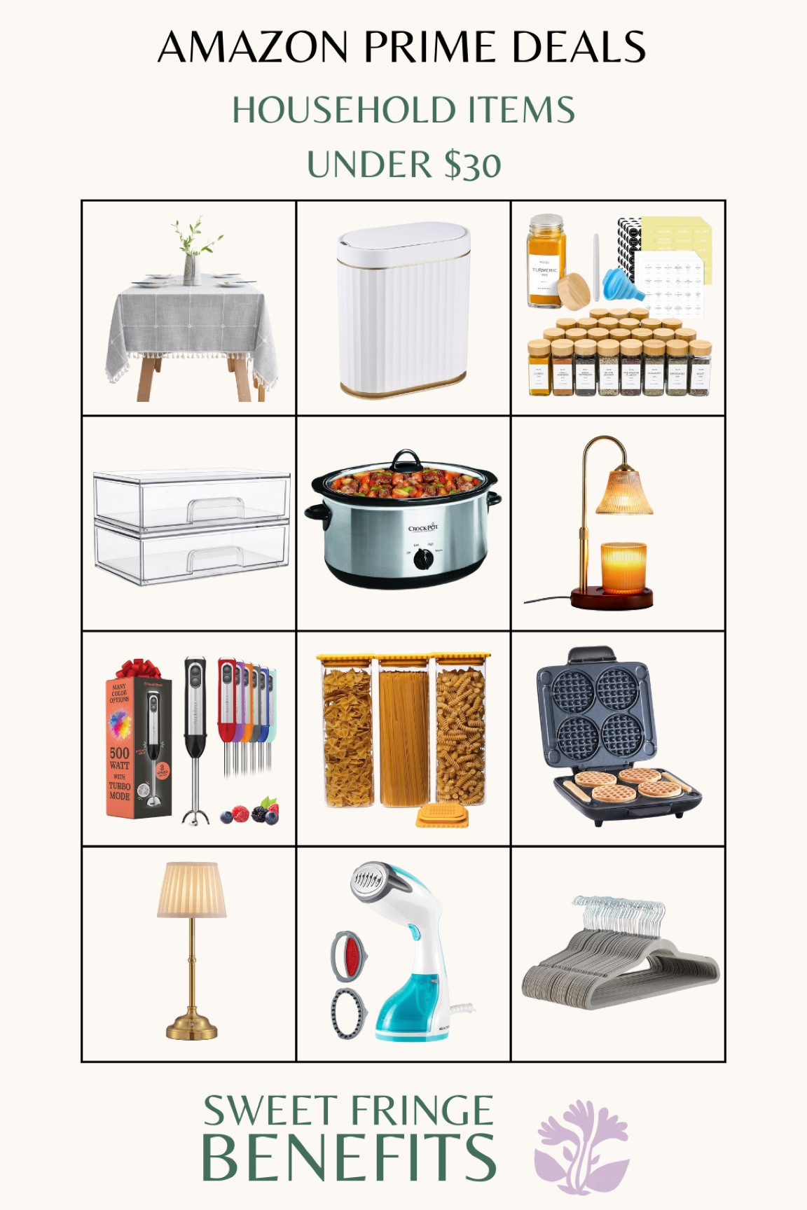 Amazon Prime Deals on some of their most popular household items.

Non-wrinkle tablecloth fall tablecloth flicked hangers glass containers waffle iron cordless lamp candle warmer lamp crockpot  motion sensor waste basket spice jars acrylic bins immersion blender steamer 

#LTKSaleAlert #LTKHome #LTKGiftGuide