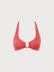Red Jacquard U-Ring Cross Back Bikini Top & Reviews - Red - Sustainable Bikinis | BERLOOK | BERLOOK