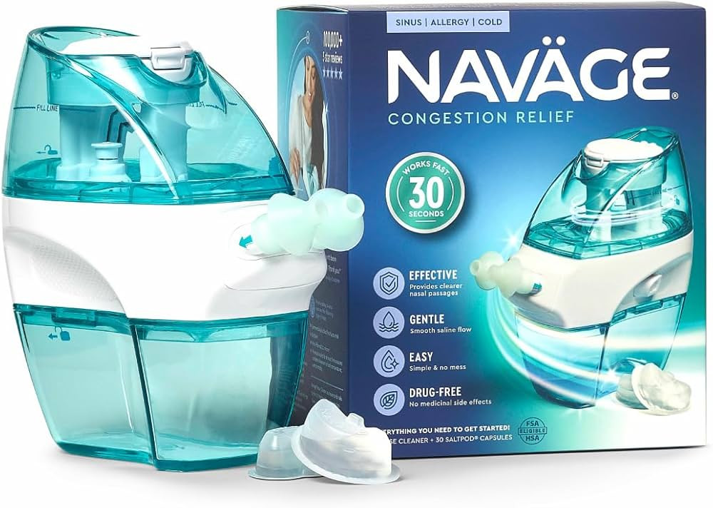 Navage Starter Bundle - Nasal Irrigation System - Saline Nasal Rinse Kit with 1 Navage Nose Clean... | Amazon (US)