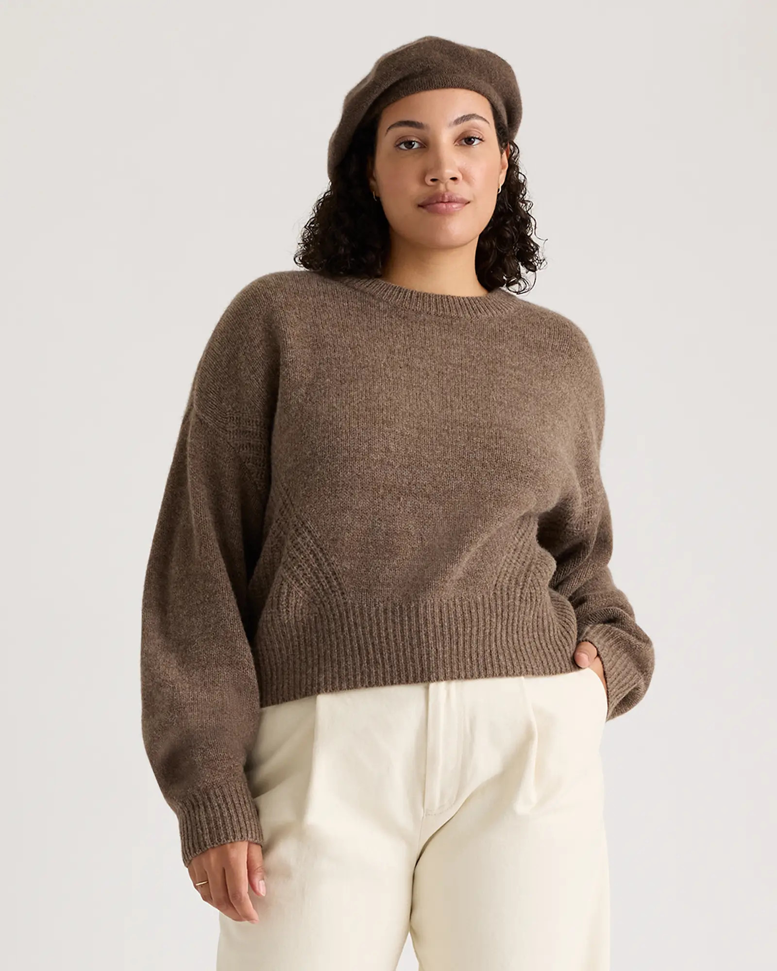 100% Yak Wool Pointelle Detail Relaxed Crew | Quince