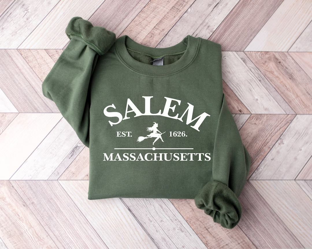 Salem Massachusetts, Crewneck Halloween Sweatshirt on Sand Color Gildan, Hocus Pocus sweatshirt, ... | Etsy (US)