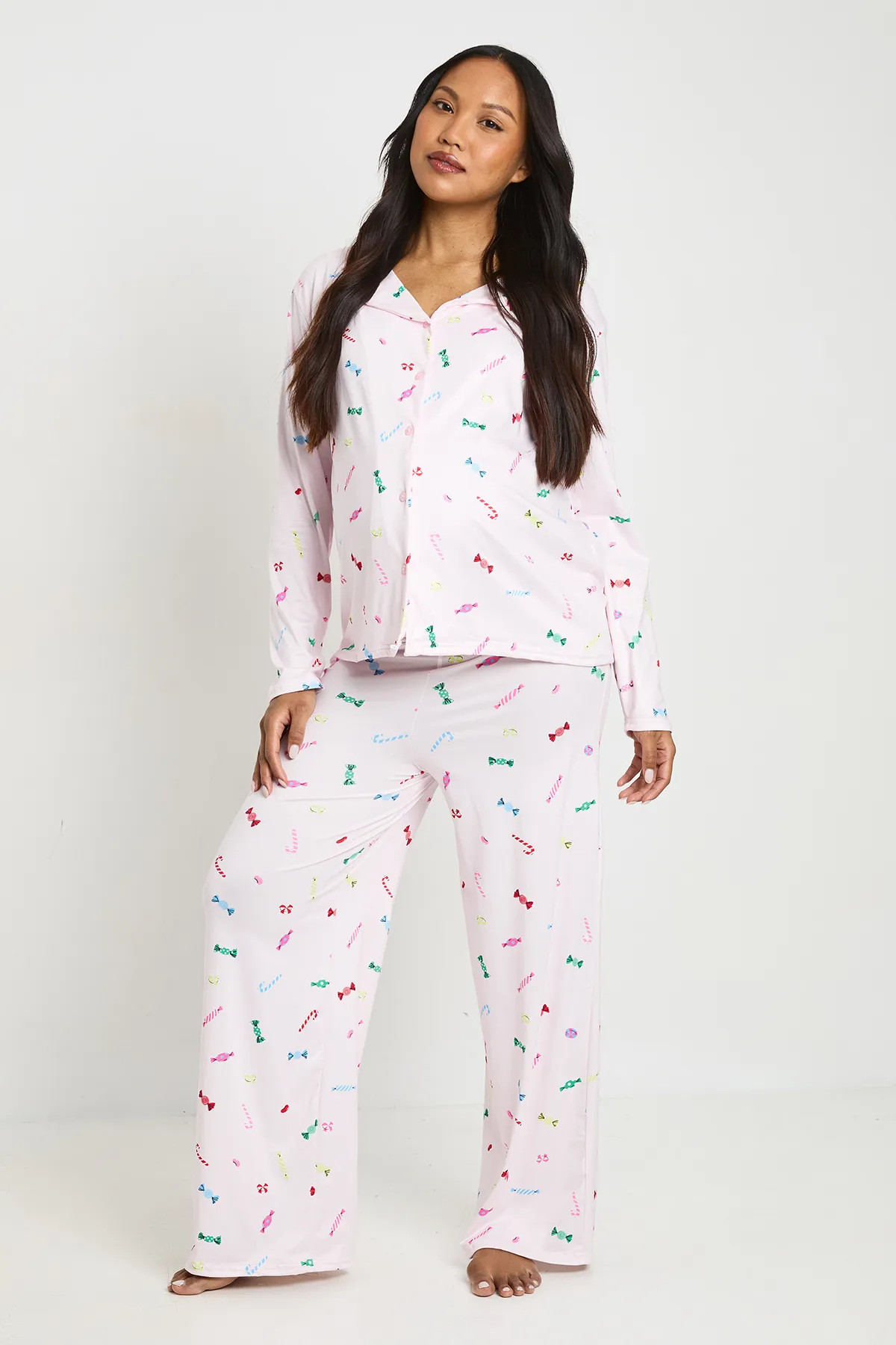 Maternity Sweet Print Long Sleeve Shirt & Trouser Pyjama Set | Boohoo.com (UK & IE)