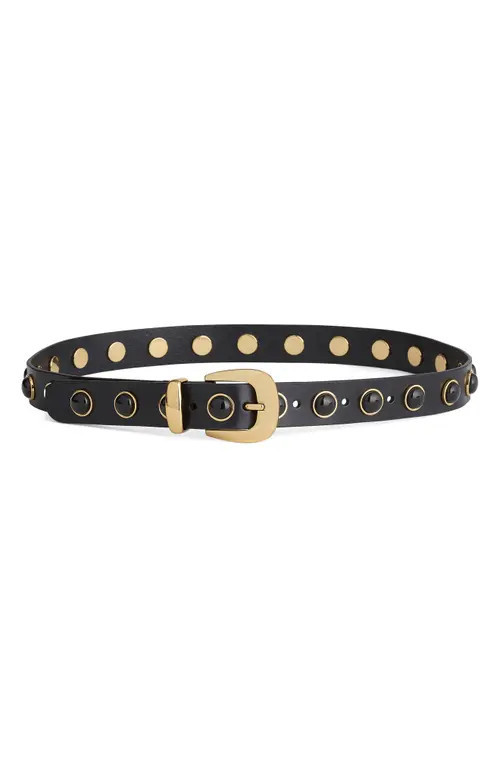Madewell Cabochon Studded Leather Western Belt in True Black Multi at Nordstrom, Size Small | Nordstrom