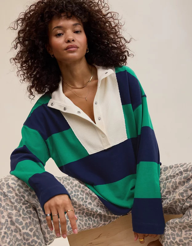 Aerie Quarter Snap Sweatshirt | American Eagle Outfitters (US & CA)