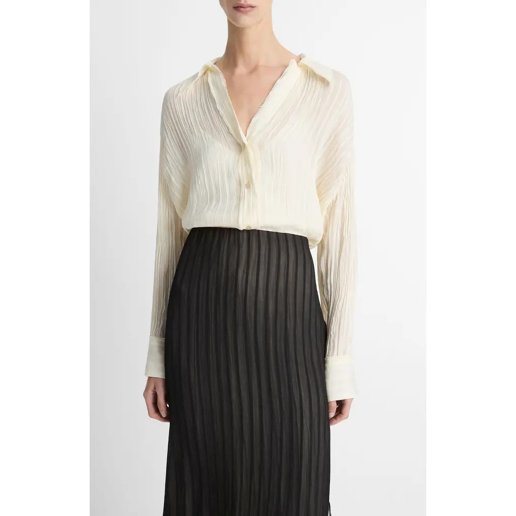 Vince Crushed Stripe Shirt in Off White at Nordstrom Rack, Size Small | Nordstrom Rack