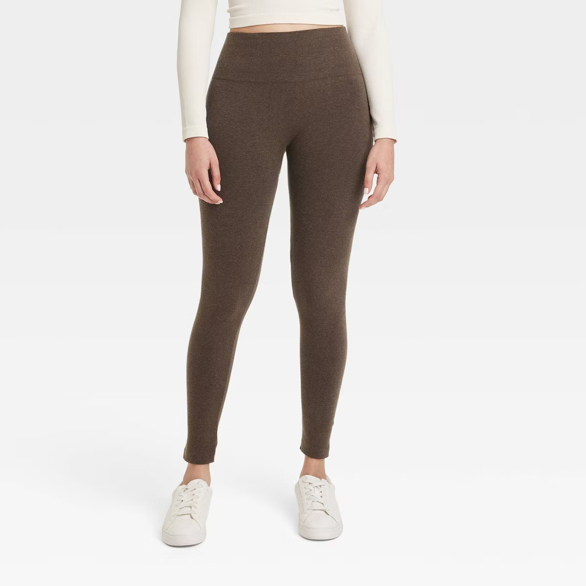 Women's High Waisted Cotton Seamless Fleece Lined Leggings - A New Day™ | Target