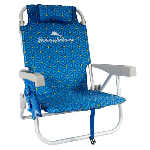 Tommy Bahama Backpack Aluminum Beach Chair - Blue Floral | Walmart (US)