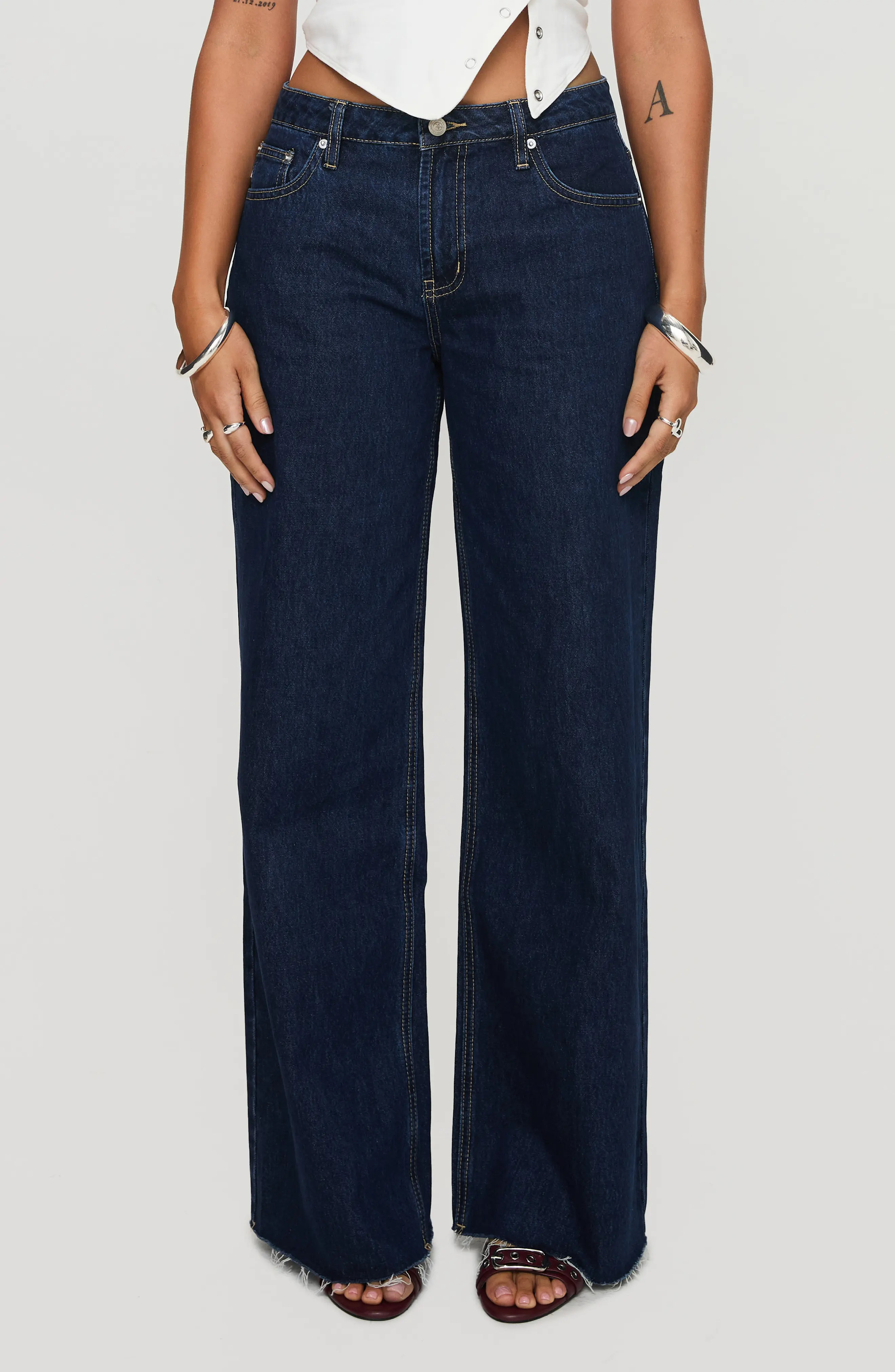 Princess Polly Darla Raw Hem Low Rise Straight Leg Jeans (Women) | Nordstrom | Nordstrom