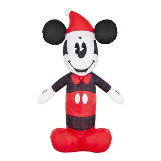 3.5 ft. LED Vintage Plaid Mickey Mouse Inflatable | The Home Depot