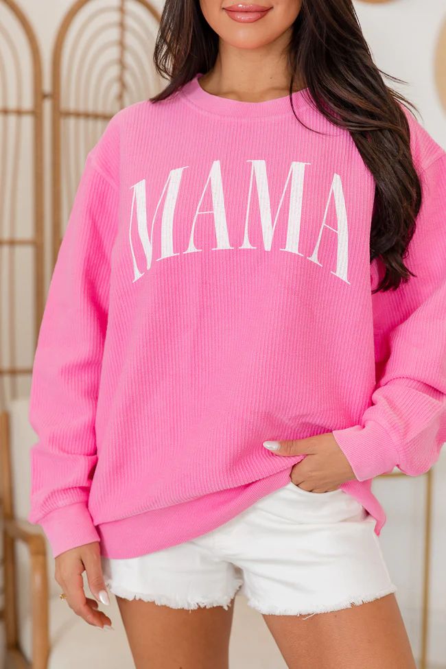 Mama Vintage Hot Pink Corded Graphic Sweatshirt SALE | Pink Lily