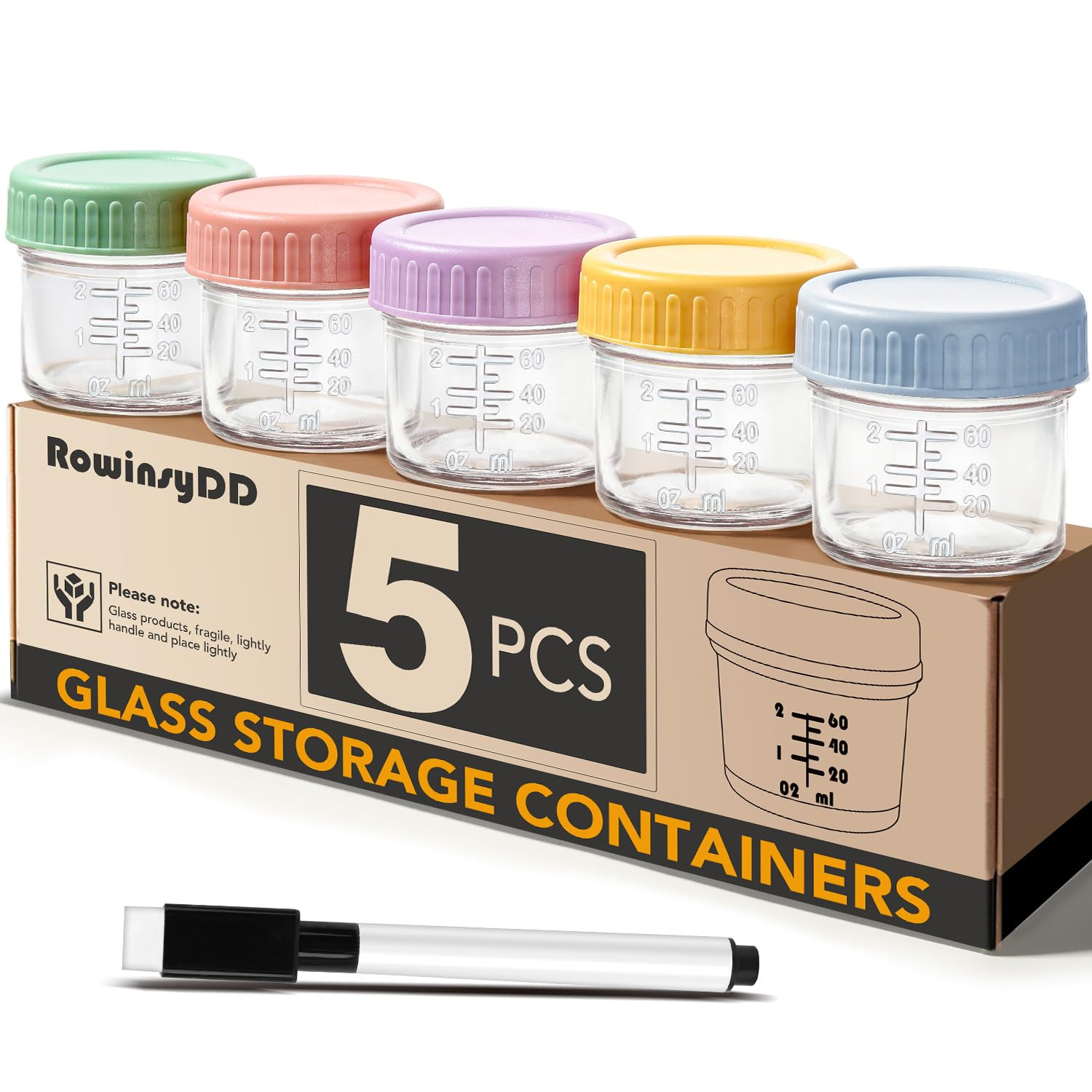 5 Pack Glass Baby Food Storage Containers, 4 oz Leakproof Baby Food Jars with Lids, Small Glass F... | Amazon (US)