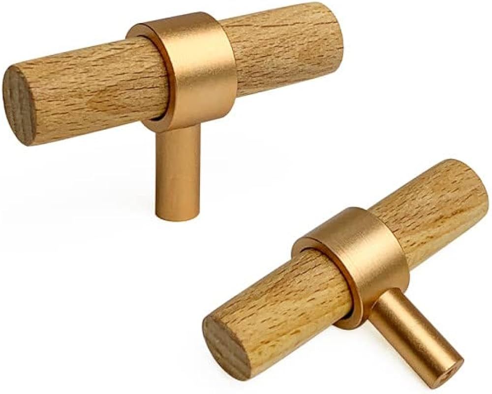 Jililil 10 Pack Wooden Drawer Pulls, Beech Wood Drawer Handles Knob Hole Center Wood Hardware for... | Amazon (US)