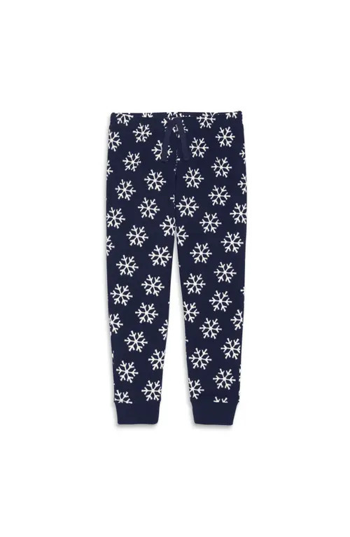 Primary Kids Fleece PJ Jogger in Midnight Navy Snowflakes at Nordstrom, Size 3T | Nordstrom