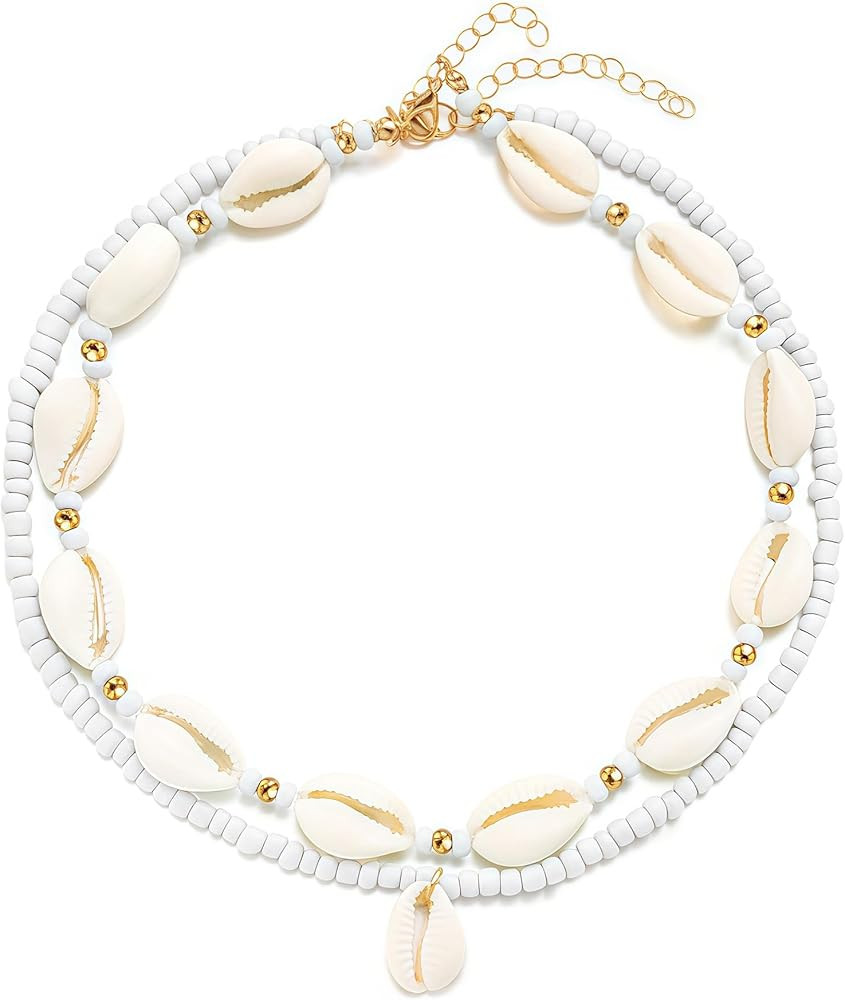 Nackiy Handmade Sea Shell Necklace for Women Summer Adjustable Natural Shell Collar Necklace | Amazon (US)