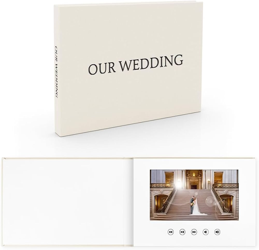 OUR WEDDING - Black Foil Luxury Linen Bound Video Book Album With 7" IPS Display, 4GB Memory & Re... | Amazon (US)
