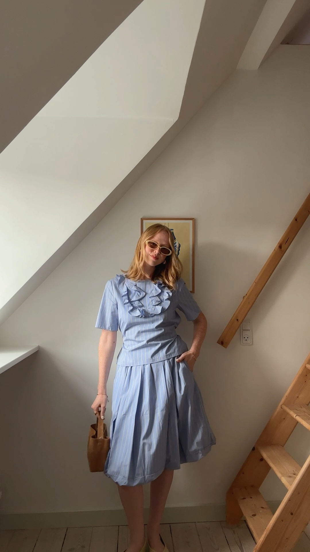 CPHFW, Baum Und Pferdgarten, Blue Stripe, Co Ord, Blouse, Puff Ball Midi Skirt, Ballet Flats, Oval Sunglasses 

#LTKeurope #LTKuk #LTKsummer