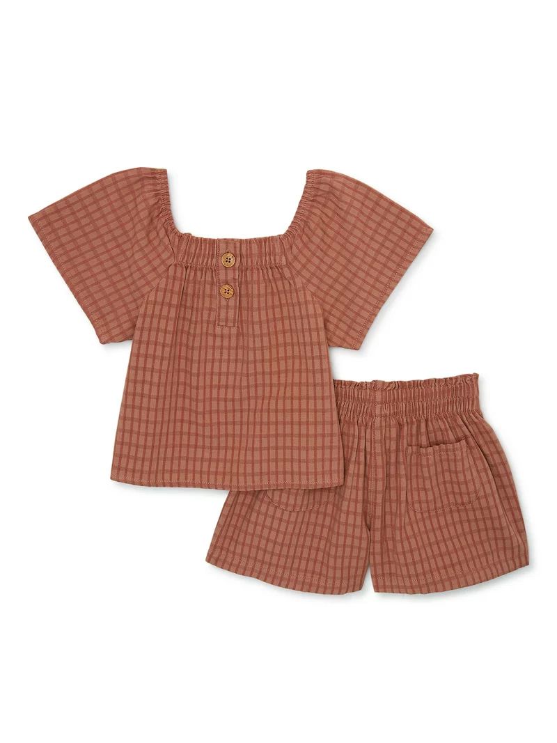 easy-peasy Baby and Toddler Girls Henley Short Sleeve Top and Shorts, Sizes 12 Months - 5T | Walmart (US)