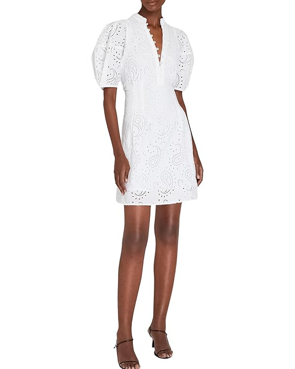 CLUB MONACO Women's Eyelet Balloon Sleeve Mini Dress, White/Blanc | Amazon (US)