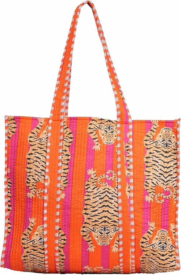 100% Cotton Jungle Print Shoulder Bag Tote Bag Women Reversible Shopping Bag and Grocery Bags Sty... | Amazon (US)