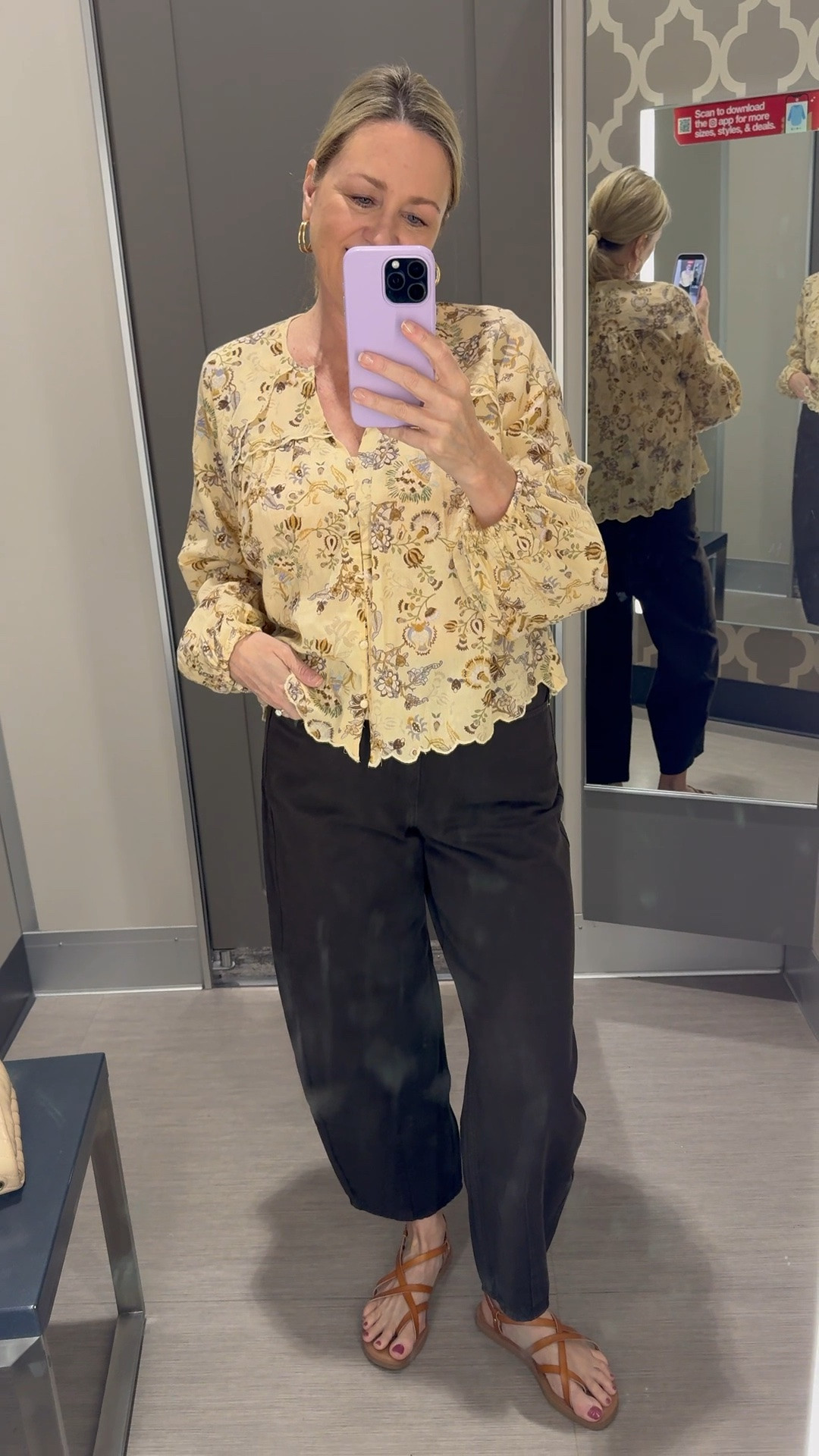 Cute blouse and chocolate brown jeans for a summer to fall outfit

#LTKdayinmylife #LTKSeasonal #LTKMidsize