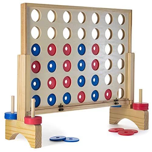 Prextex Giant Connect 4 Game - 4 in A Row Wooden Family Game Indoor/Outdoor Use, in Order to Win ... | Walmart (US)
