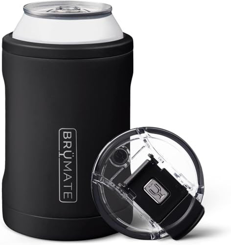 BrüMate Hopsulator Duo 2-in-1 Can Cooler Insulated for 12oz Cans + 100% Leak Proof Tumbler with Lid | Can Insulated for Hard Seltzer, Beer, Soda and Energy Drinks (Matte Black) | Amazon (US)