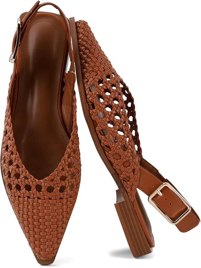 ZBOT Women's Flat Mules Pointed-Toe Closed-Toe Flats Open-Heel Slip-on Style Professional Office ... | Amazon (US)