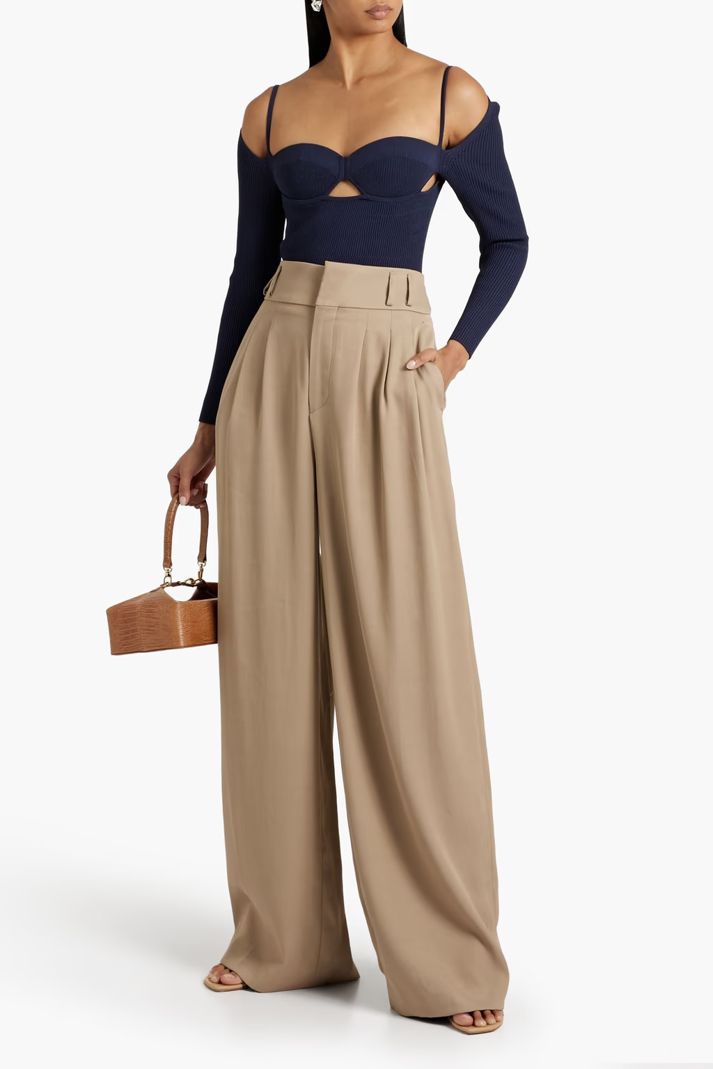 Pleated twill wide-leg pants | The Outnet (APAC)