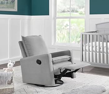 Oxford Baby Uptown Upholstered Swivel Glider and Recliner Nursery Chair, Gray | Amazon (US)